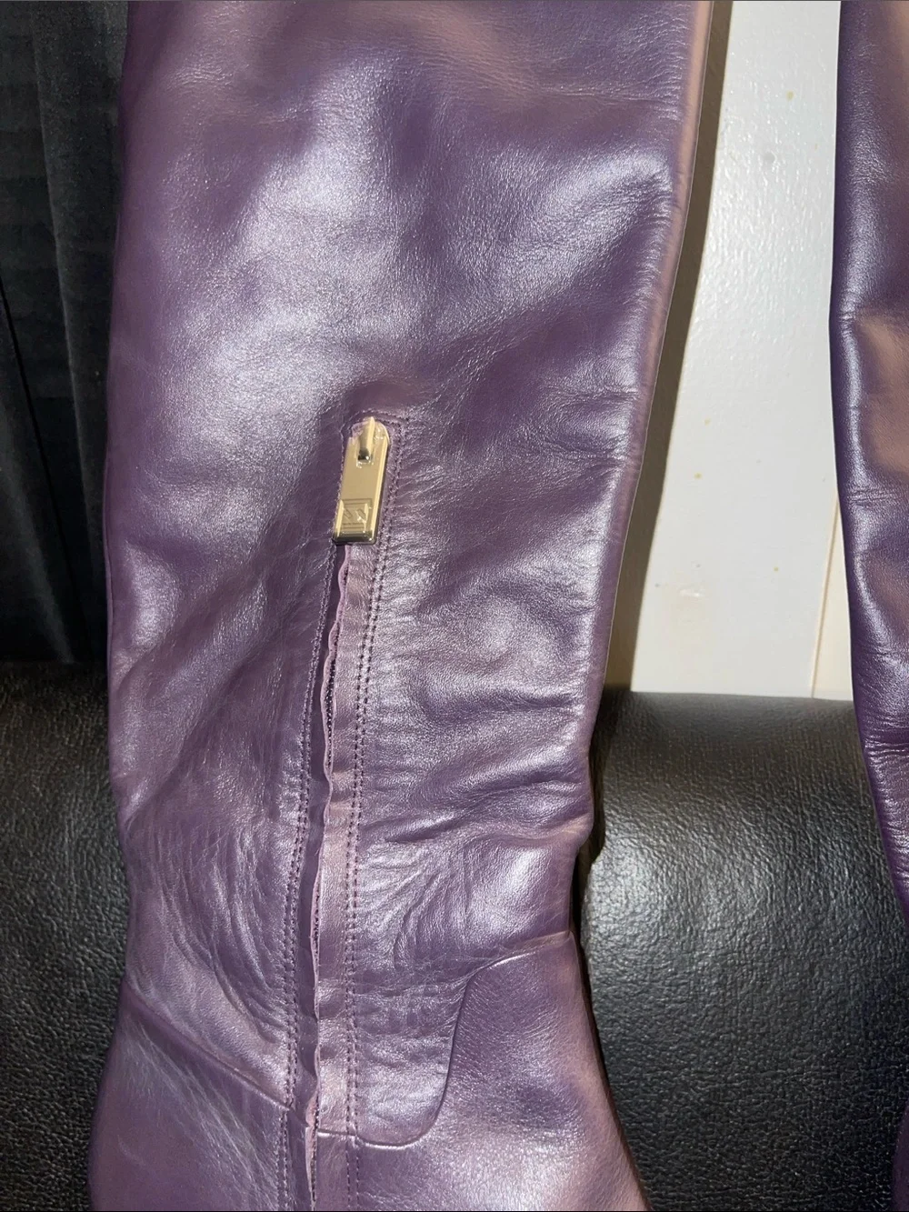 Franco Sarto Gwyn Knee High Boot Eggplant Purple Leather Sz 9 NWOB HTF Color